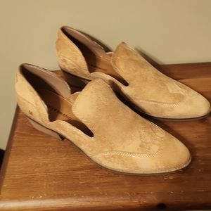 😍 LUCKY BRAND SLIP ON ANKLE BOOTS BOOTIES TAN SUEDE LEATHER NWOT!